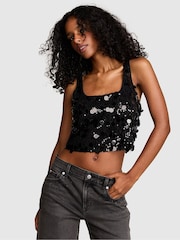 Victoria's Secret Pink Black Sequin Tank Top - Image 2 of 3