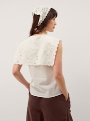 Monsoon Cream Lexi Sleeveless Embroidered Linen Blend Top - Image 3 of 6