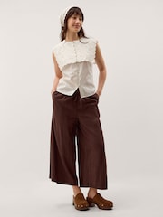 Monsoon Cream Lexi Sleeveless Embroidered Linen Blend Top - Image 4 of 6