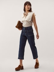 Monsoon Cream Lexi Sleeveless Embroidered Linen Blend Top - Image 5 of 6