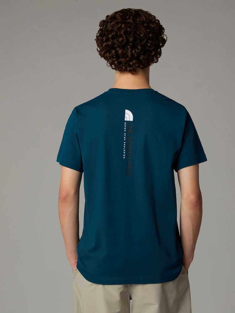 Niebieski - The North Face Vertical Print 100% Cotton T-Shirt - Image 1 of 5