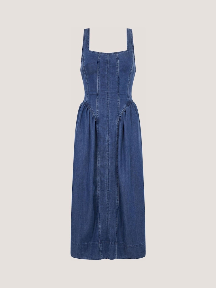 Monsoon Blue Delia Denim Midi Corset Dress - Image 4 of 4 Monsoon Blue Delia Denim Midi Corset Dress - Image 4 of 4