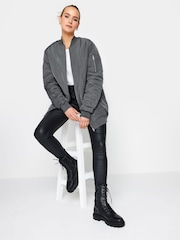 Long Tall Sally Grey Tall Padded Longline Bomber Jacket - Image 3 of 5