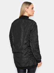 Long Tall Sally Black Tall Padded Longline Bomber Jacket - Image 3 of 4