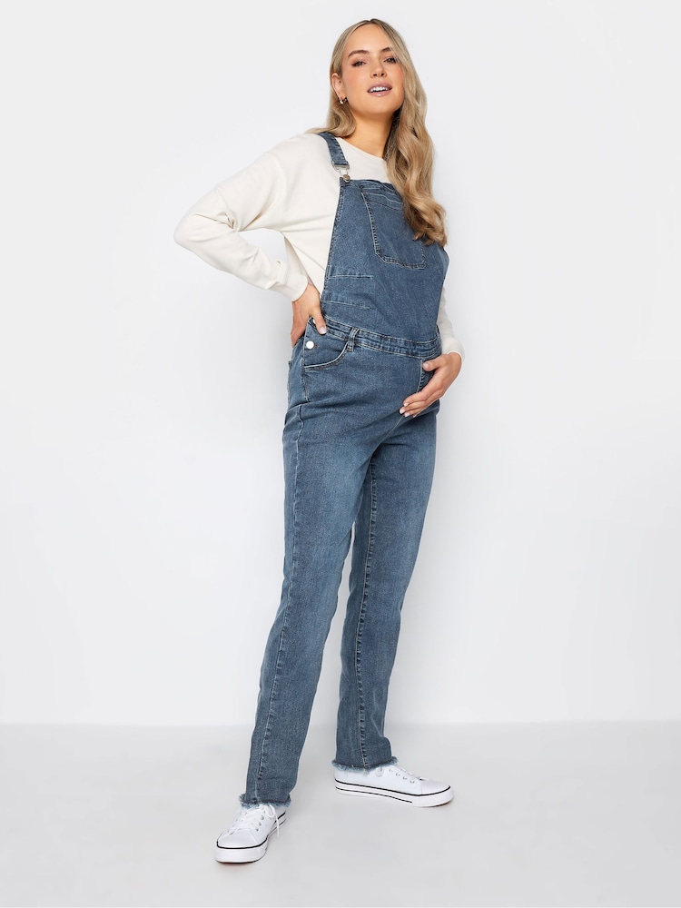 Long Tall Sally Blue Maternity Denim Dungarees - Image 1 of 4