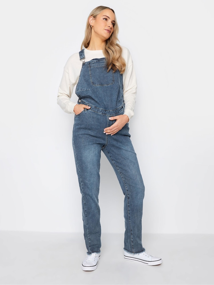 Long Tall Sally Blue Maternity Denim Dungarees - Image 3 of 4