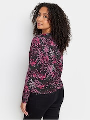 M&Co Black Petite Petite Wrap Long Sleeve Top - Image 3 of 5