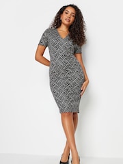 M&Co Jacquard V-Neck Dress - Bild 1 von 4