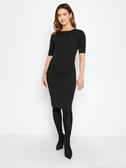 M&Co Black Petite Pleat Detail Dress - Image 1 of 5
