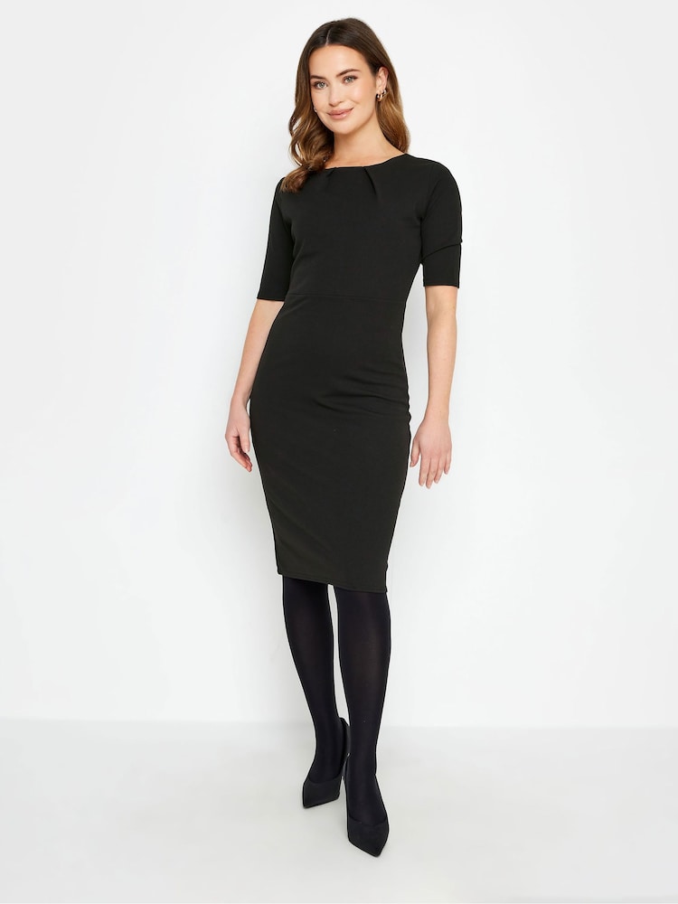 M&Co Black Petite Pleat Detail Dress - Image 1 of 5