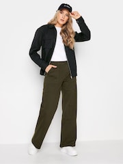 Long Tall Sally Black Collared Bomber 100% Cotton Jacket - Image 3 of 4