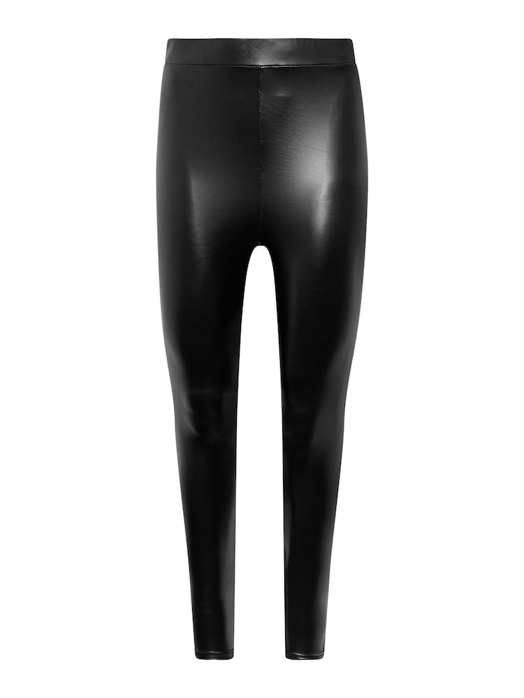 PixieGirl Petite Black Stretch Leather Look Leggings - Image 3 of 4