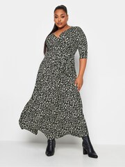 Yours Curve Black Maxi Wrap Dress - Image 1 of 4