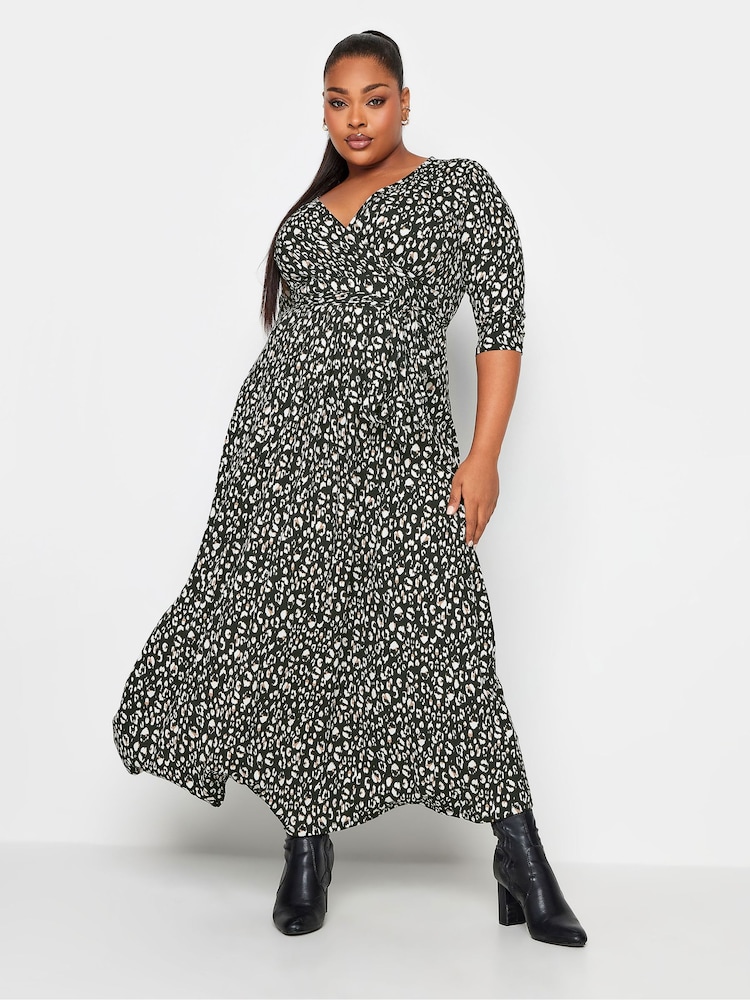 Yours Curve Black Maxi Wrap Dress - Image 1 of 4