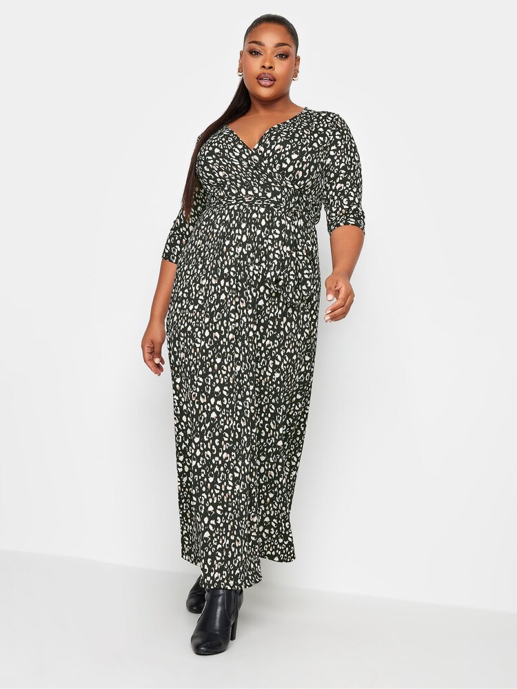 Yours Curve Black Maxi Wrap Dress - Image 2 of 4