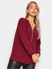 M&Co Purple Zip Front Bellow Sleeve Top - Image 1 of 4