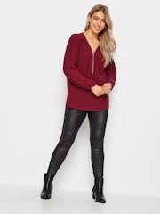 M&Co Purple Zip Front Bellow Sleeve Top - Image 2 of 4