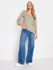 Long Tall Sally Natural 100% Cotton Henley Top - Image 3 of 4