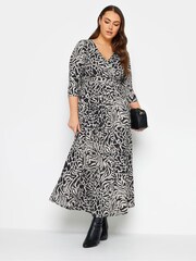 Yours Curve Black/White Maxi Wrap Dress - Image 2 of 4