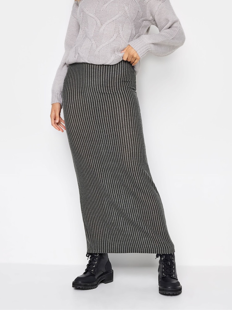 Long Tall Sally Grey Ribbed Maxi Skirt - Image 1 of 3
