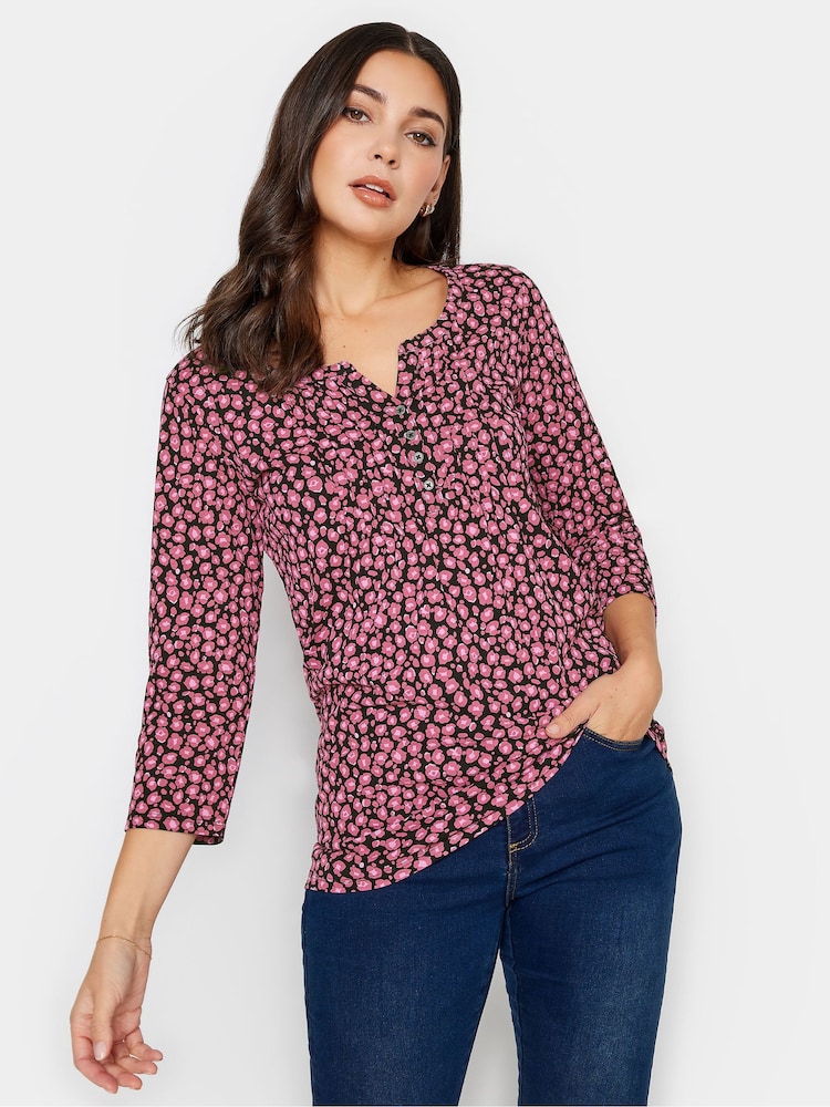 Long Tall Sally Pink Henley Top - Image 1 of 4