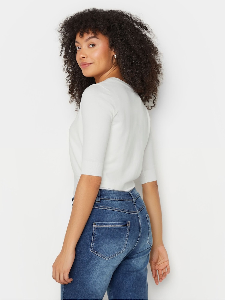 M&Co Cream Cropped Cardigan - Image 3 of 4