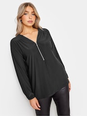 M&Co Black Zip Front Bellow Sleeve Top - Image 1 of 4