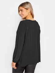 M&Co Black Zip Front Bellow Sleeve Top - Image 2 of 4