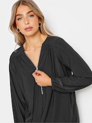 M&Co Black Zip Front Bellow Sleeve Top - Image 4 of 4