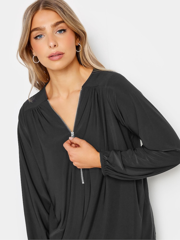 M&Co Black Zip Front Bellow Sleeve Top - Image 4 of 4