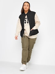 Yours Curve Black Brown Soft Touch Pearl Embellished Gilet - Image 2 of 3