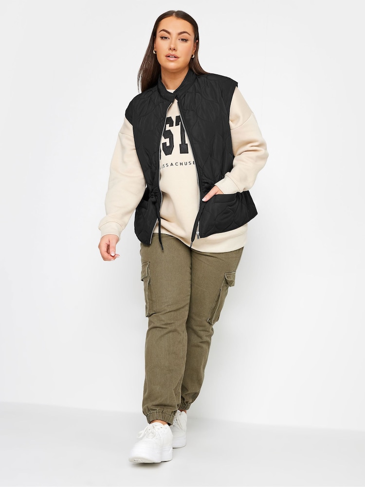Yours Curve Black Brown Soft Touch Pearl Embellished Gilet - Image 2 of 3 Yours Curve Black Brown Soft Touch Pearl Embellished Gilet - Image 2 of 3
