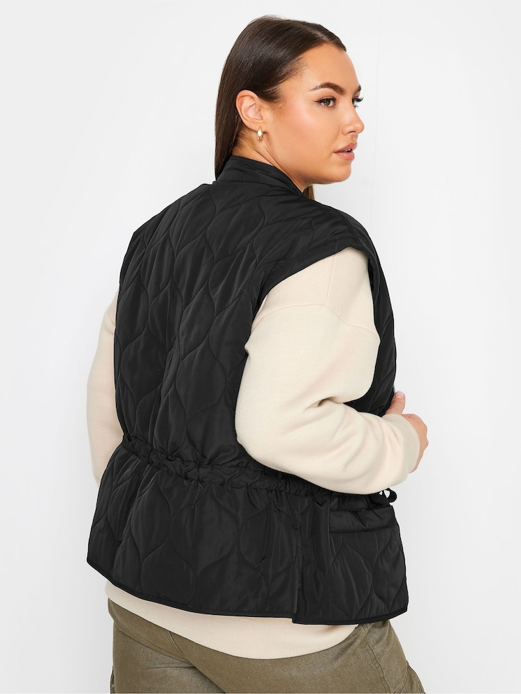 Yours Curve Black Brown Soft Touch Pearl Embellished Gilet - Image 3 of 3 Yours Curve Black Brown Soft Touch Pearl Embellished Gilet - Image 3 of 3