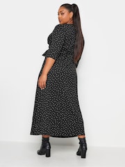 Yours Curve Dark Black Maxi Wrap Dress - Image 2 of 4