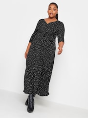 Yours Curve Dark Black Maxi Wrap Dress - Image 3 of 4