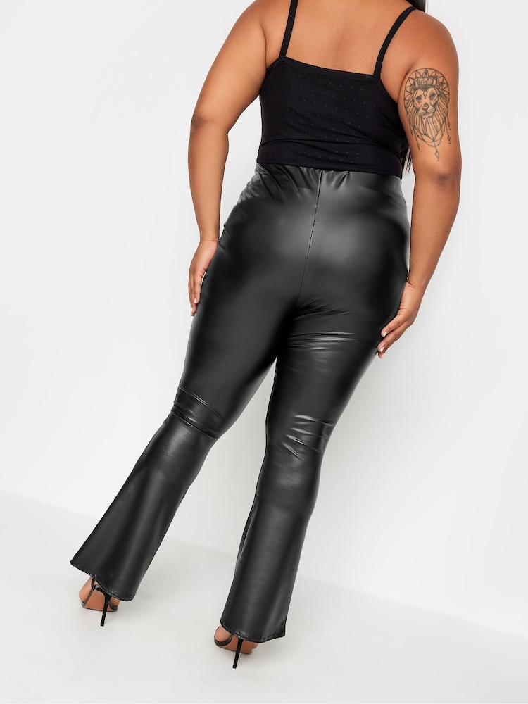 Yours Curve Black Limited Coated Flare Leggings - Image 2 of 3