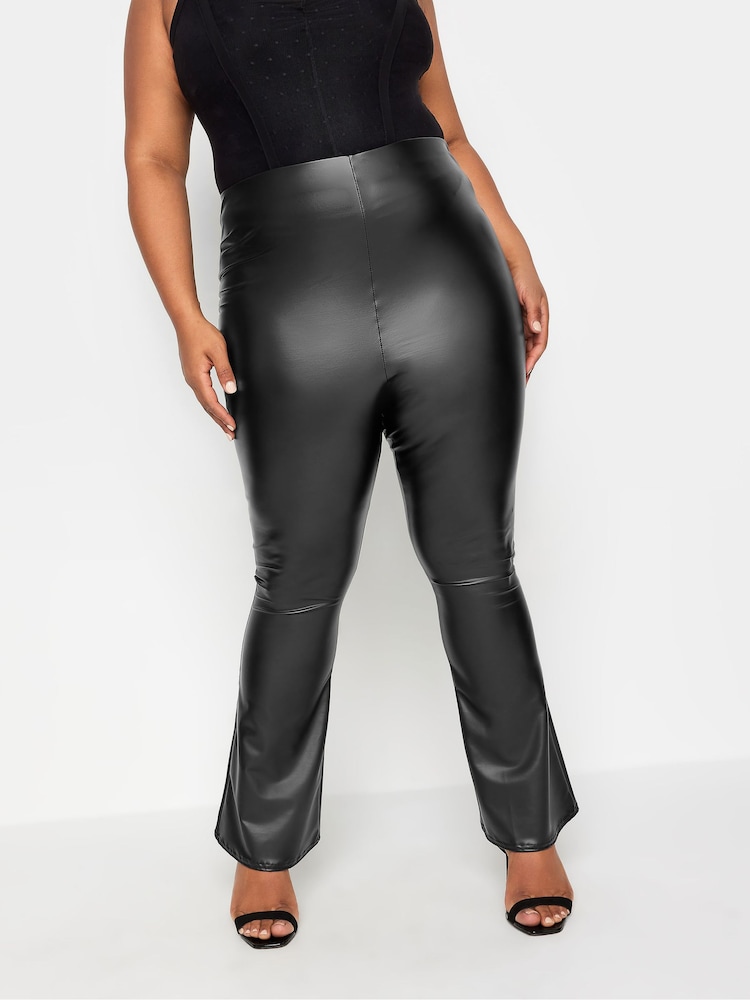 Yours Curve Black Limited Coated Flare Leggings - Image 3 of 3