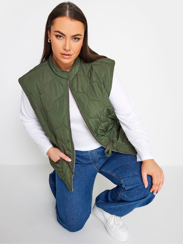 Yours Curve Green Soft Touch Pearl Embellished Gilet - Image 1 of 3 Yours Curve Green Soft Touch Pearl Embellished Gilet - Image 1 of 3