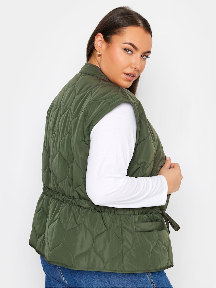 Yours Curve Green Soft Touch Pearl Embellished Gilet - Image 3 of 3 Yours Curve Green Soft Touch Pearl Embellished Gilet - Image 3 of 3