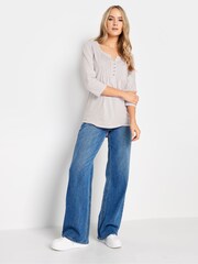 Long Tall Sally Grey 100% Cotton Henley Top - Image 4 of 4