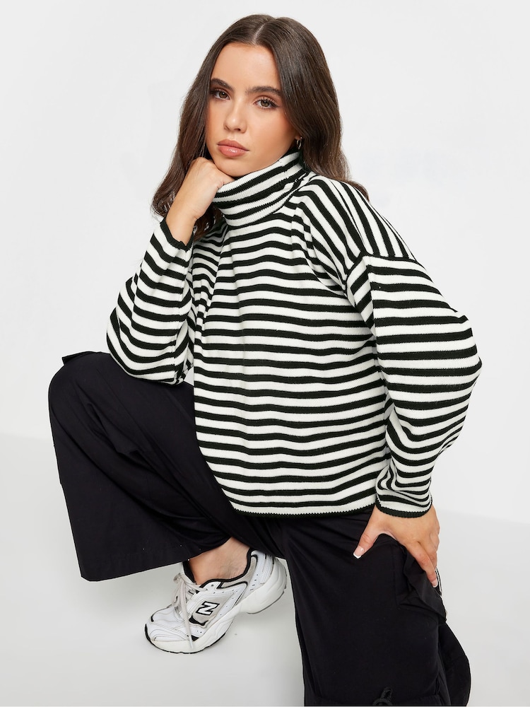 PixieGirl Petite Black Stripe Roll Neck Jumper - Image 4 of 4