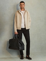 Reiss Silver Callum Textured Cotton Half-Zip Funnel Neck Top - Image 3 of 6