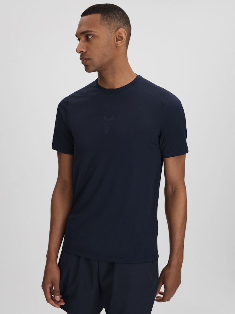 Reiss Midnight Navy Jax Castore Performance Crew Neck T-Shirt - Image 1 of 7