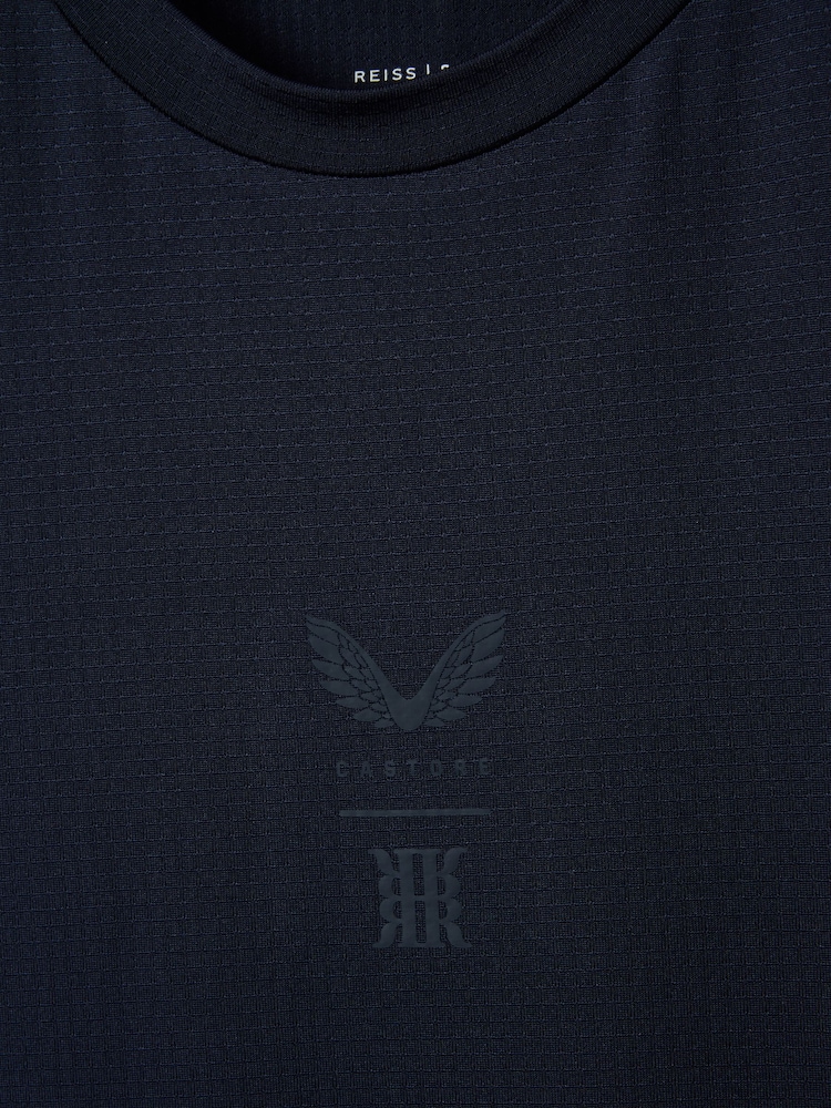 Reiss Midnight Navy Jax Castore Performance Crew Neck T-Shirt - Image 7 of 7