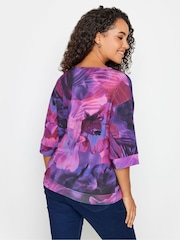 M&Co Pink Drop Shoulder Print Side Tie Top - Image 2 of 4