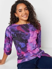 M&Co Pink Drop Shoulder Print Side Tie Top - Image 4 of 4