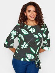 M&Co Black Drop Shoulder Print Side Tie Top - Image 2 of 9