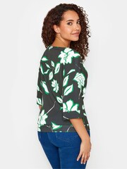 M&Co Black Drop Shoulder Print Side Tie Top - Image 5 of 9