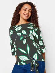 M&Co Black Drop Shoulder Print Side Tie Top - Image 7 of 9