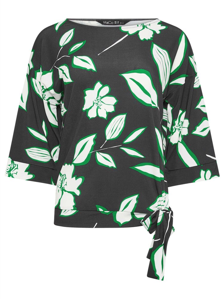 M&Co Black Drop Shoulder Print Side Tie Top - Image 9 of 9